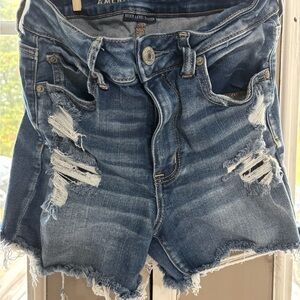 American Eagle Outfitters Women's Ripped Blue Jean Shorts